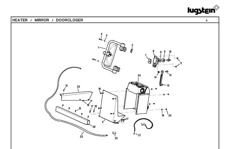 Heater / Mirror / Doorcloser Diagram and Parts List for 966754601 2012 Husqvarna Lawn Tractor Accessories