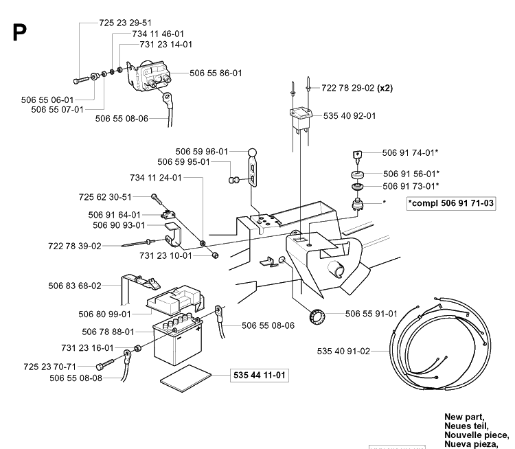 Electrical Diagram and Parts List for PR15 2003-01 Husqvarna Lawn Mower