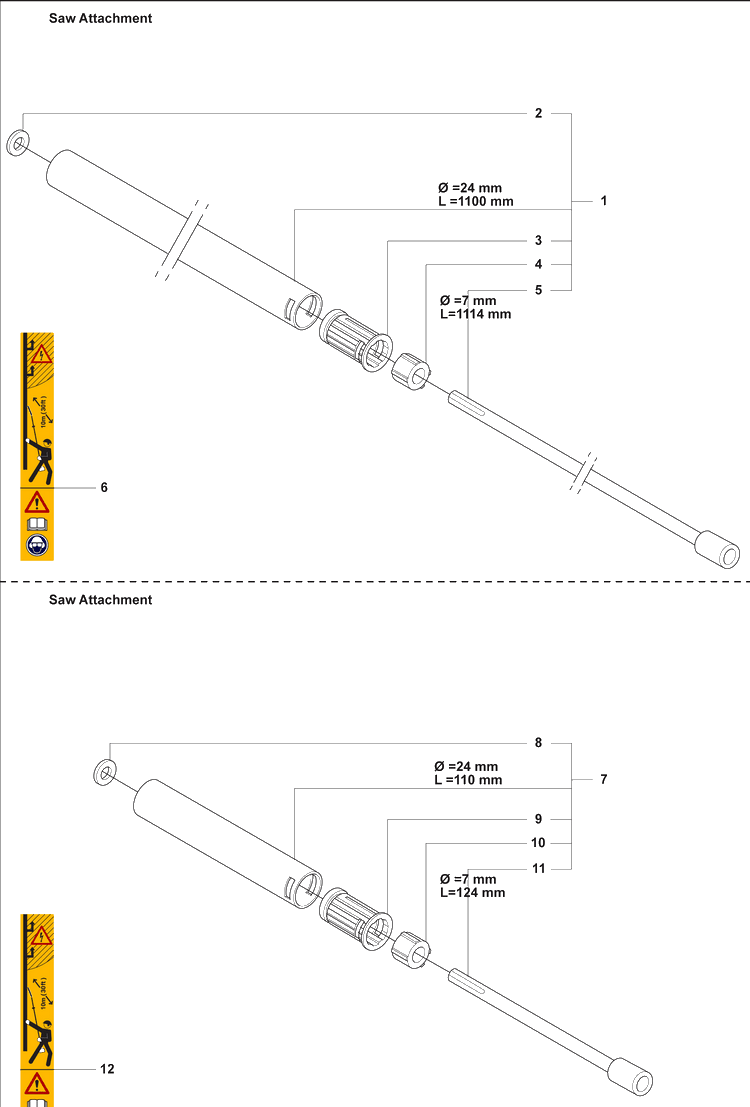 Drive Tube / Shaft Compl Diagram and Parts List for 327P4 2008-03 Husqvarna Pole Saw