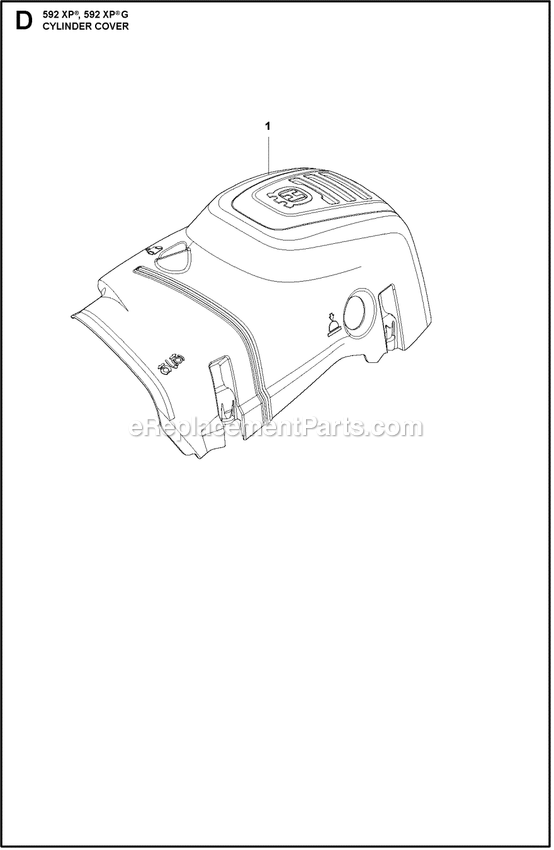 Cylinder Cover Diagram and Parts List for 592XPG  Husqvarna Chainsaw