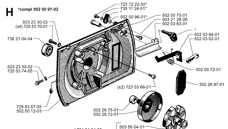 Clutch Diagram and Parts List for 265RX 19954500001-19991000000 Husqvarna Brush Cutter