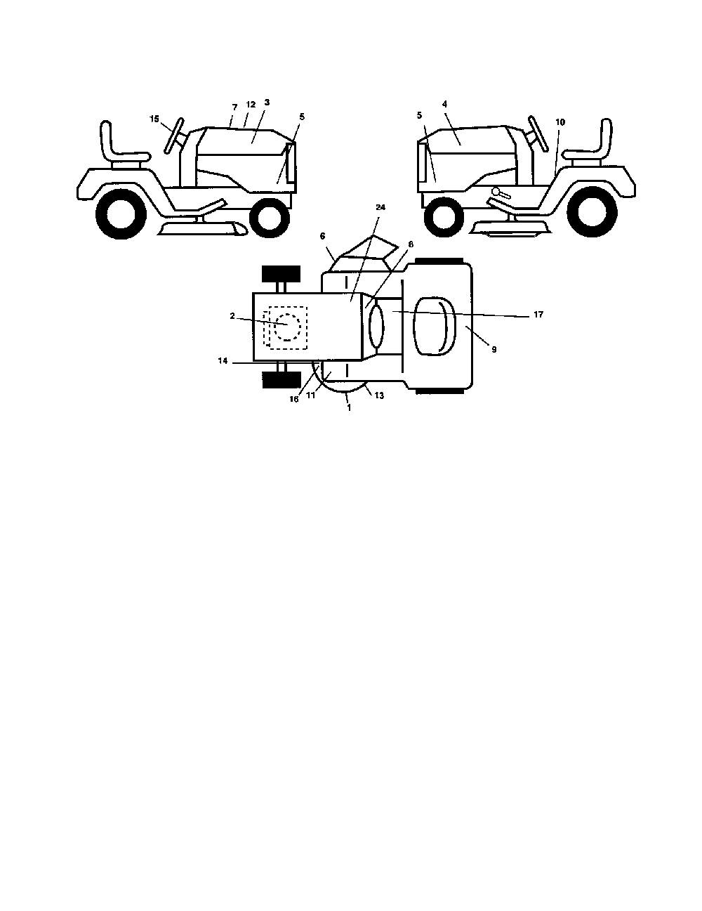Decals Diagram and Parts List for LOGT2254  Husqvarna Lawn Tractor