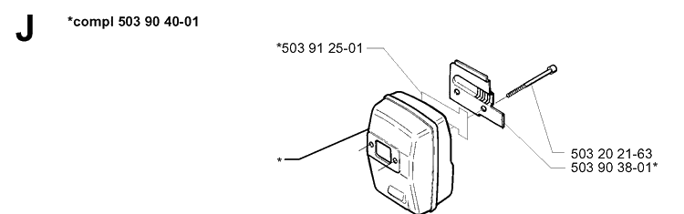 Muffler Diagram and Parts List for 225L 19970500001-20004000000 Husqvarna Edger