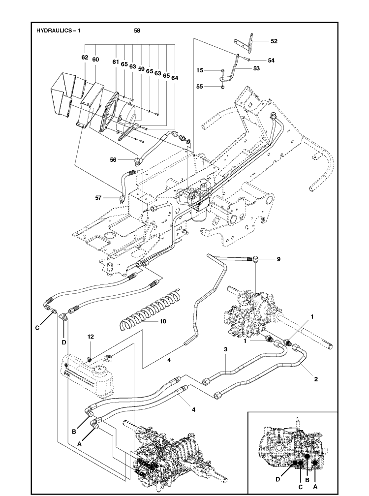 Hydraulic Pump - Motor 2 Diagram and Parts List for R422TS AWD Husqvarna Lawn Mower