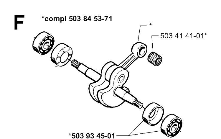 Crankshaft Diagram and Parts List for 335XPT 19970500001-19991000000 Husqvarna Chainsaw