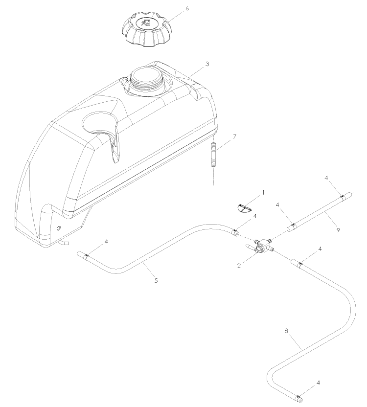 Fuel System Diagram and Parts List for LZ25 (968999772)(2008-01) Husqvarna Lawn Mower