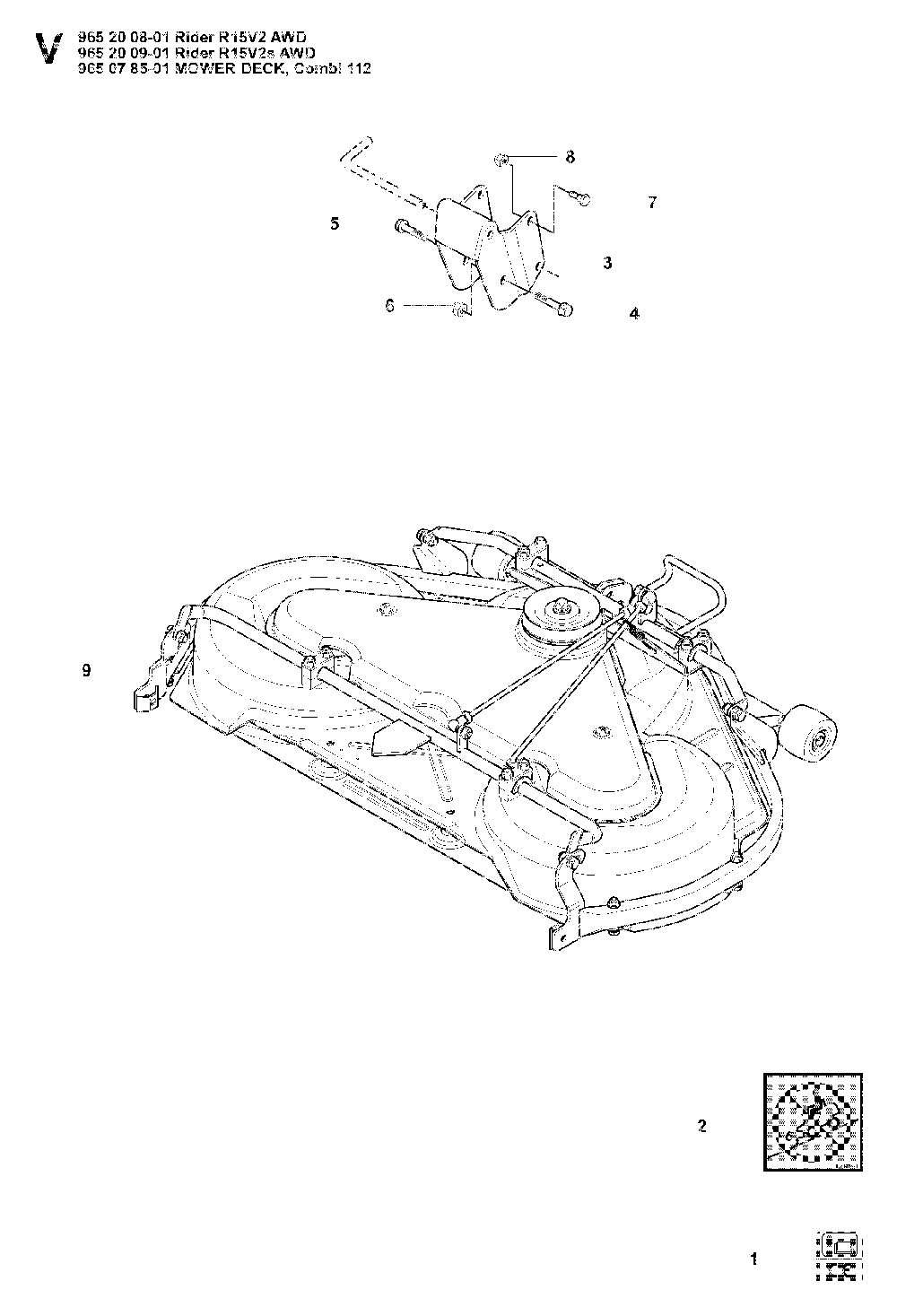44/112cm Cutting Deck Diagram and Parts List for RIDER15V2SAWD (965200901)(2008-01) Husqvarna Lawn Tractor