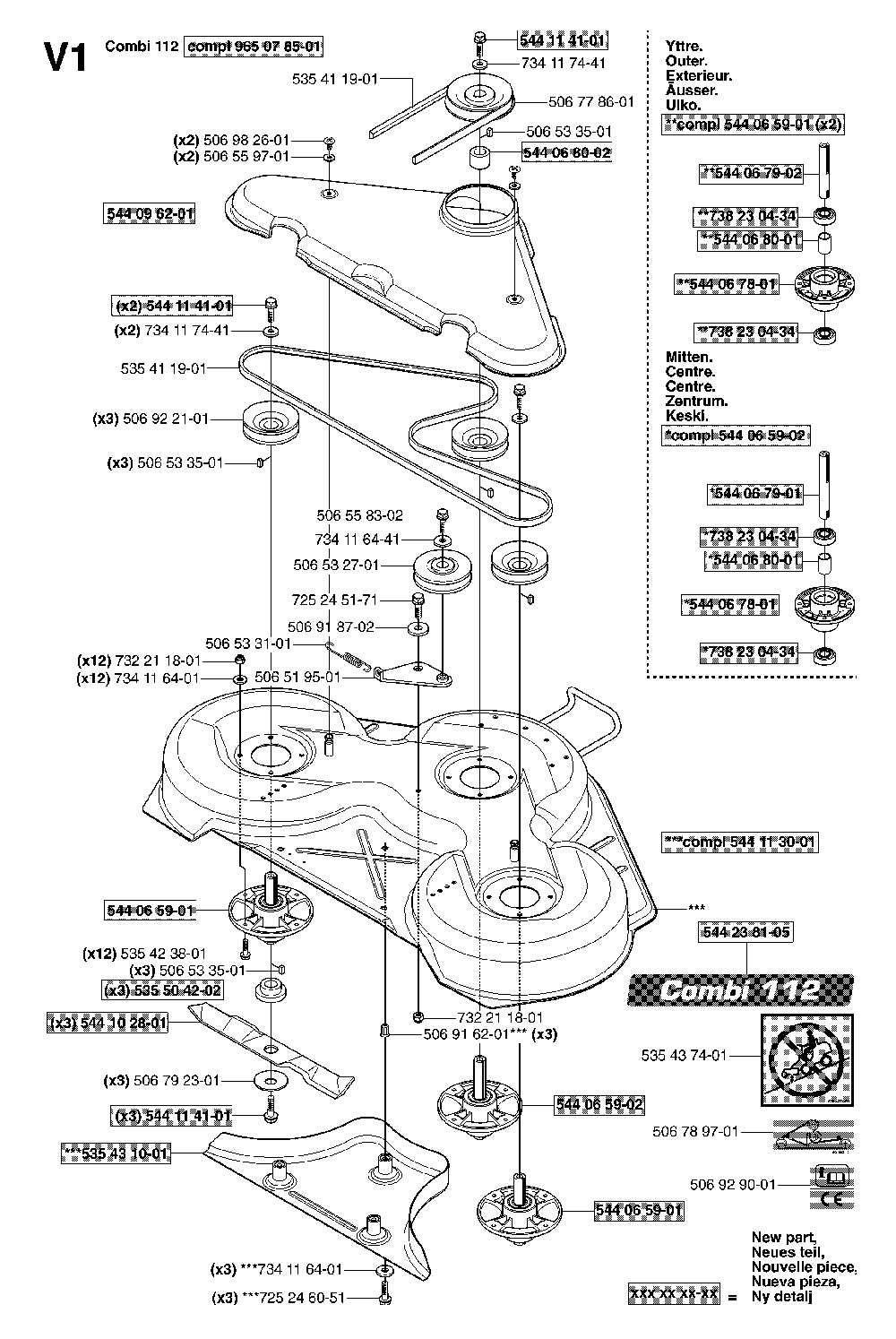44/112cm Cutting Deck Diagram and Parts List for RIDERPRO18AWD (953536601)(2005-03) Husqvarna Lawn Tractor