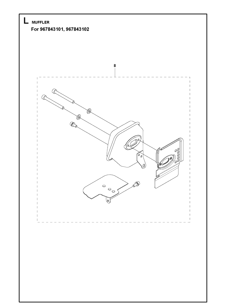 Muffler Diagram and Parts List for 131R  Husqvarna Edger