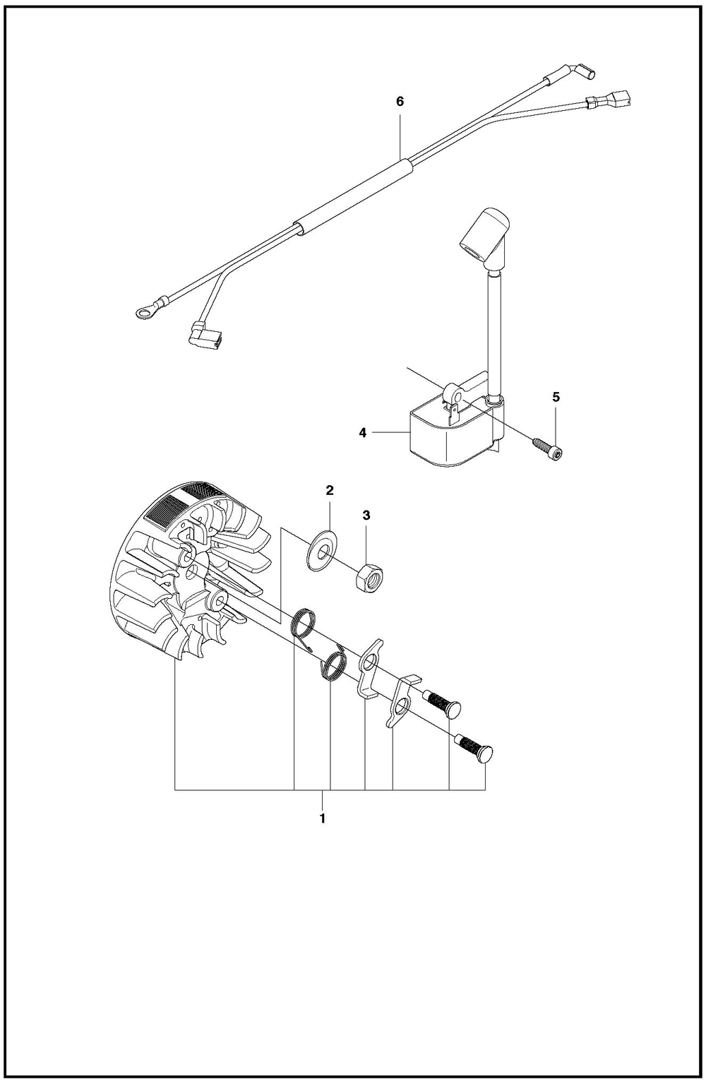 Ignition System Diagram and Parts List for 1202020  Husqvarna Chainsaw