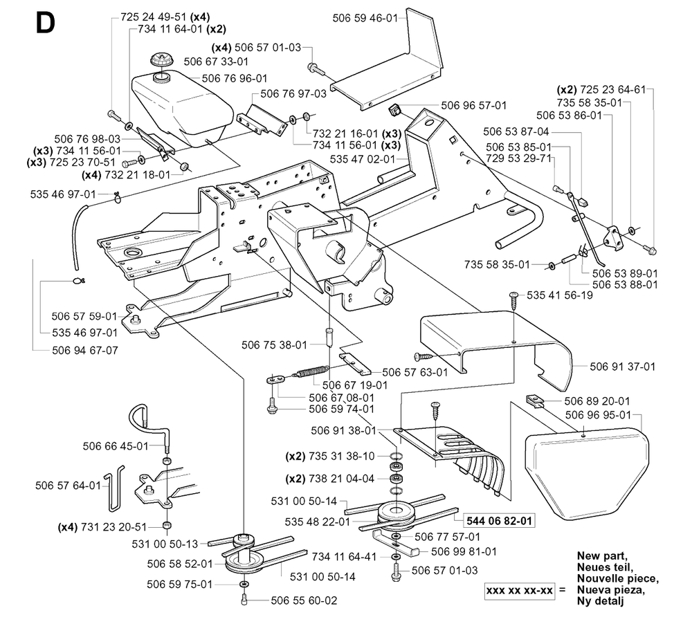 Chassis / Frame 2 Diagram and Parts List for R11 (953519401)(2006-01) Husqvarna Lawn Tractor