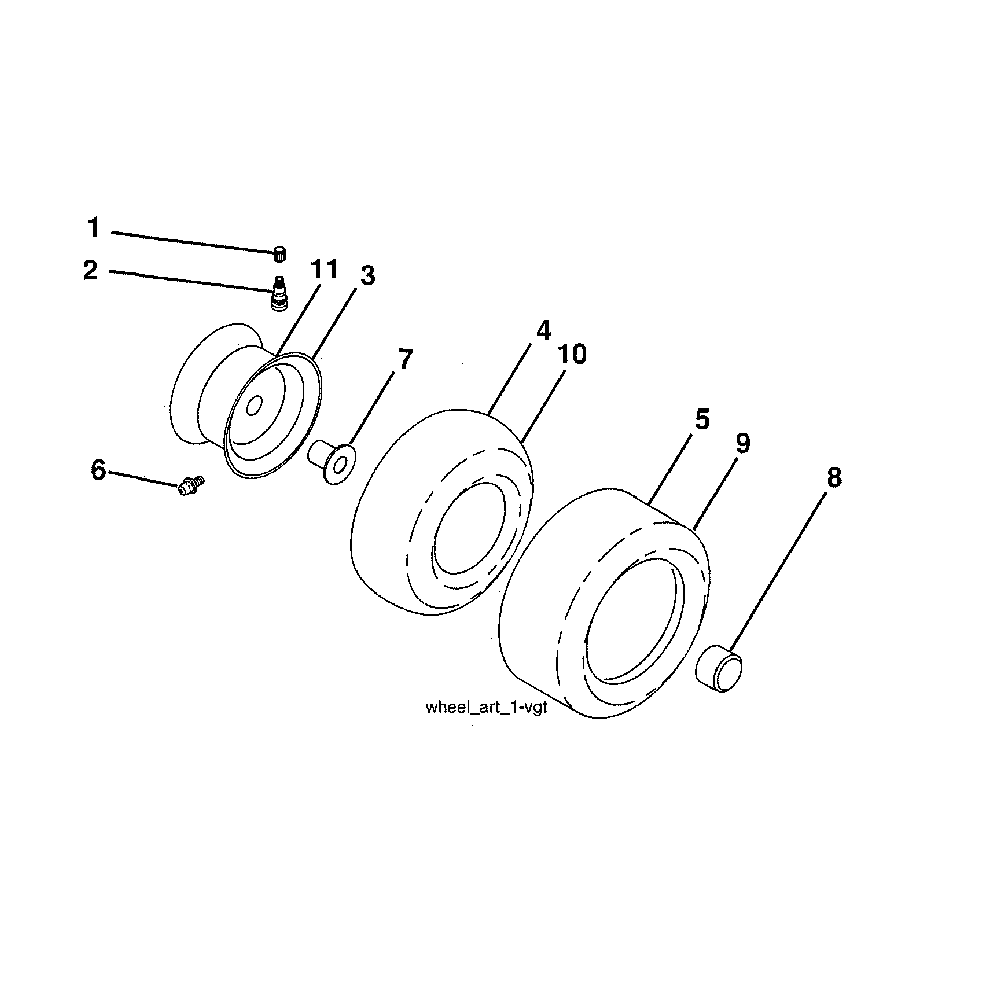 Wheels & tires Diagram and Parts List for YTH24V54-96043025900  Husqvarna Lawn Tractor