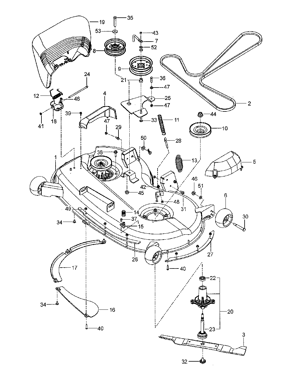 Mower deck/cutting deck Diagram and Parts List for 967271501-00  Husqvarna Lawn Mower