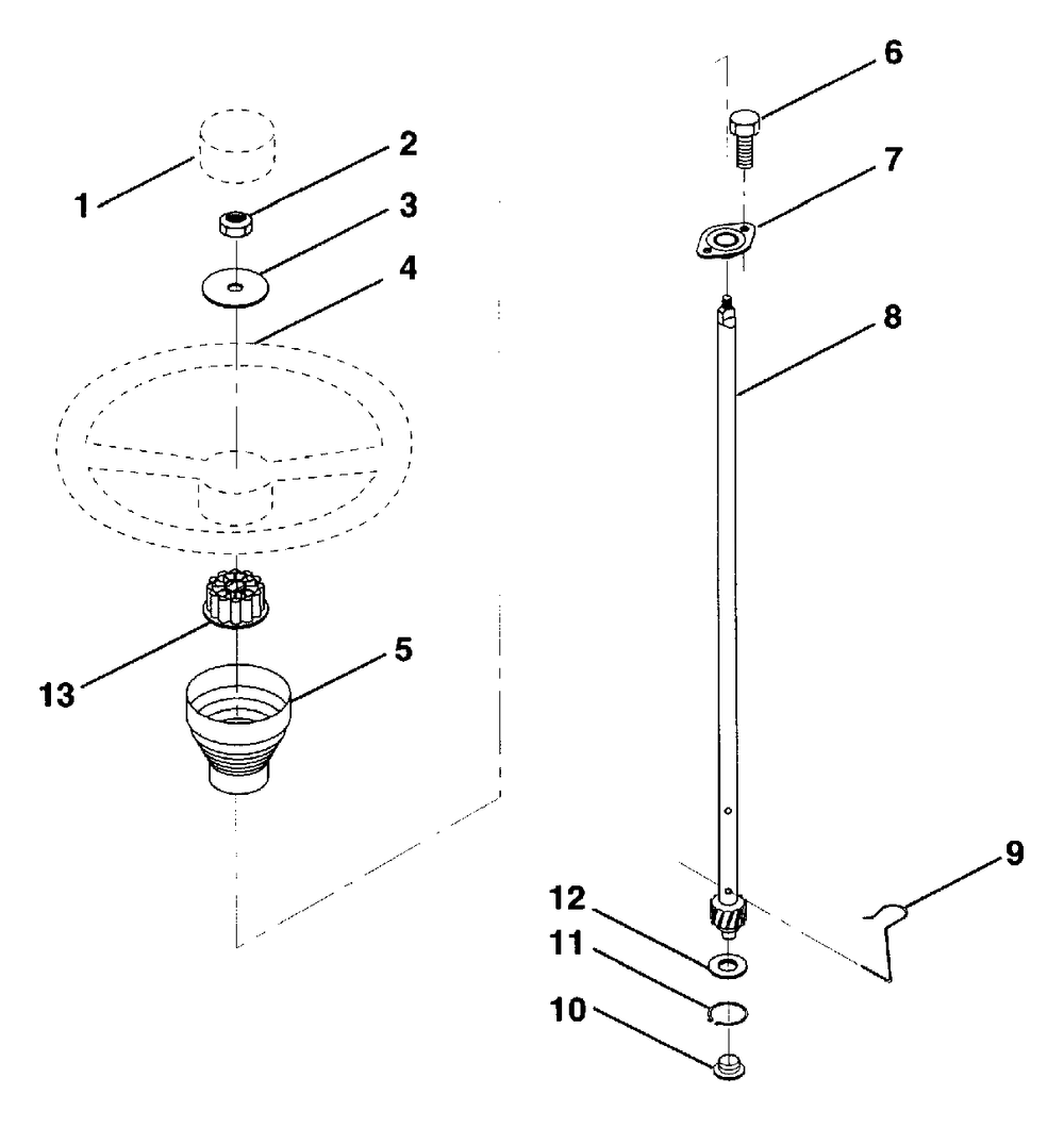 Steering Wheel Diagram and Parts List for LR12 (954002701-B)(1994-10) Husqvarna Lawn Tractor