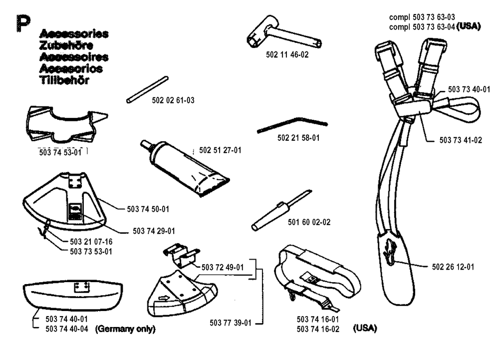 Accessories Diagram and Parts List for 225RD 19942300001 - 19951000000 Husqvarna Trimmer