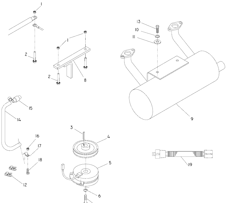 Engine Plate / Clutch / Muffler Diagram and Parts List for LZ6130 (968999675)(2007-12) Husqvarna Lawn Mower