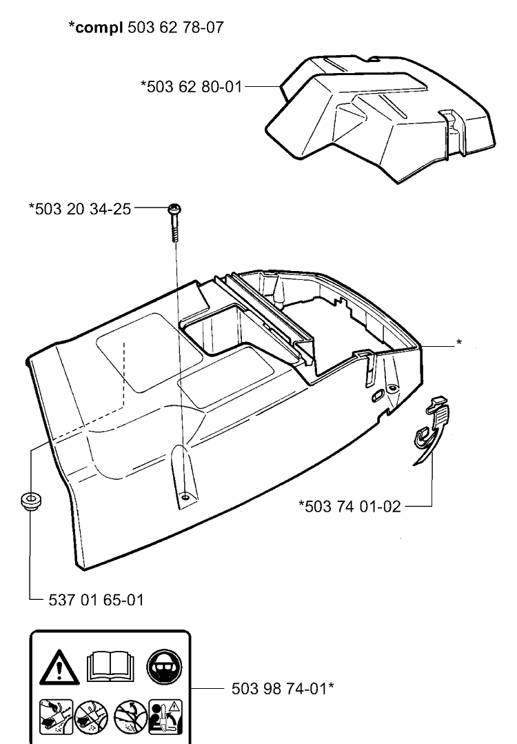 Top Cover Diagram and Parts List for 365EPA 2003-11 Husqvarna Chainsaw
