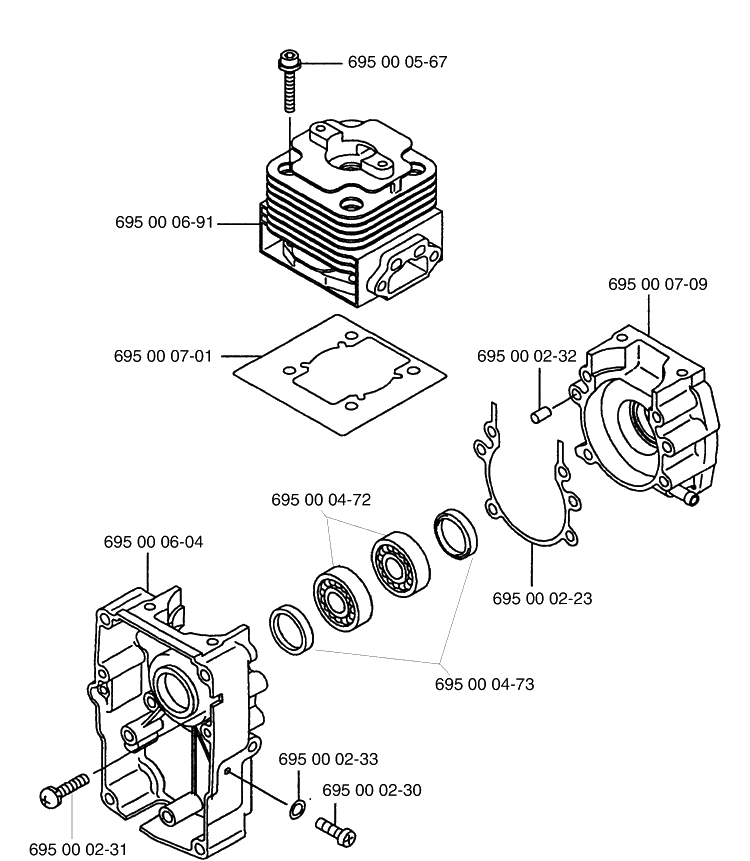 Cylinder / Crankcase Diagram and Parts List for 155BF (Carb II)(2001-04) Husqvarna Leaf Blower / Vacuum