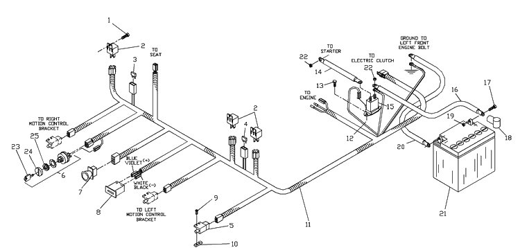Wiring Assembly Diagram and Parts List for ZTH4217A (539104770-01)(2000-03) Husqvarna Lawn Mower