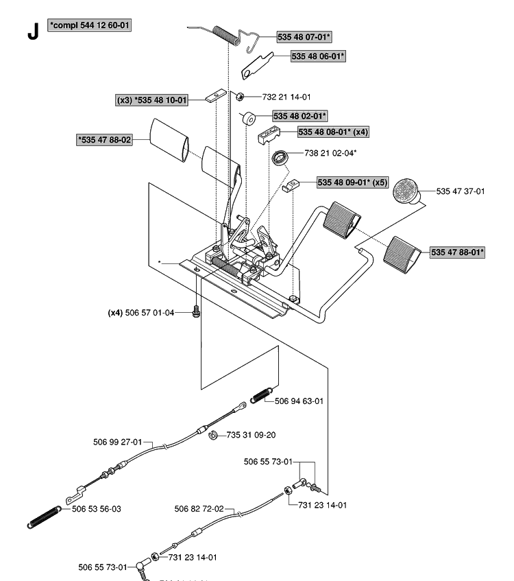 Pedals Diagram and Parts List for RIDER16 (953521401)(2006-01) Husqvarna Lawn Mower