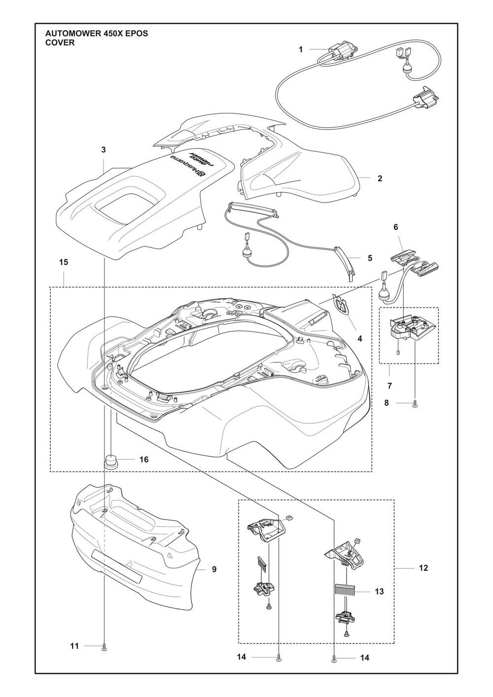 Cover Diagram and Parts List for 450XEPOS  Husqvarna Lawn Mower