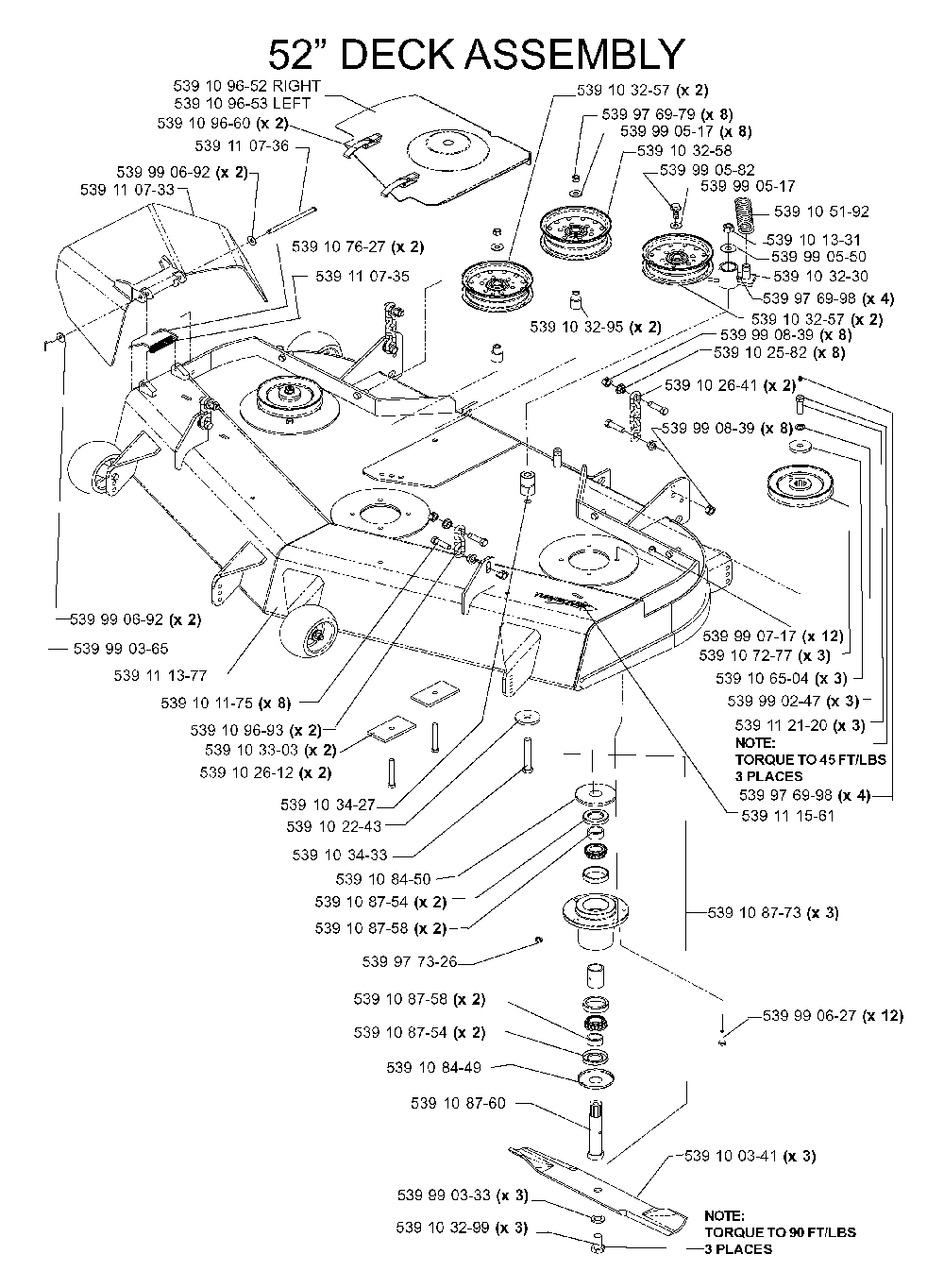 52/132cm Cutting Deck Diagram and Parts List for IZ5224TLKOA (968999332)(2005-12) Husqvarna Lawn Tractor