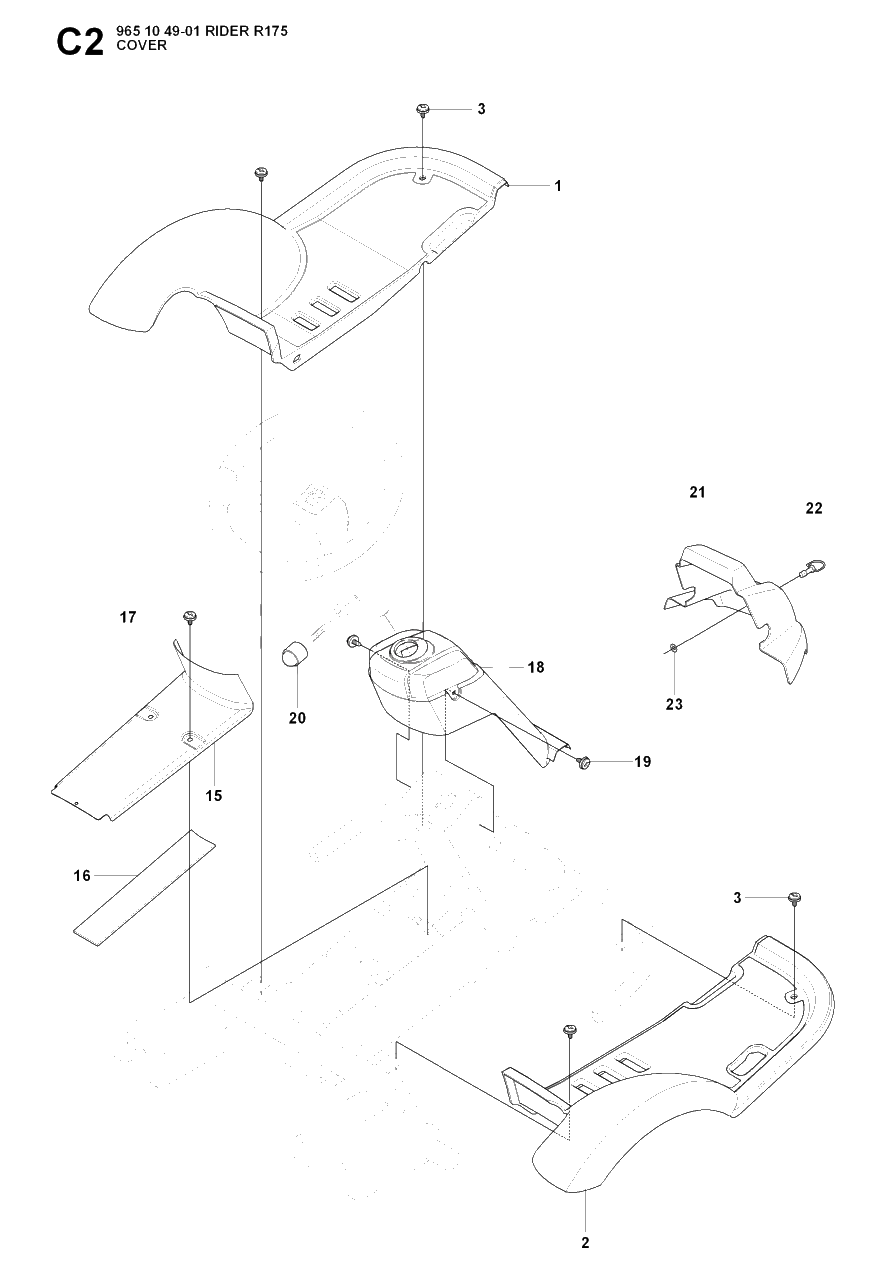 Cover Diagram and Parts List for R175 (965104901)(2007-01) Husqvarna Lawn Tractor
