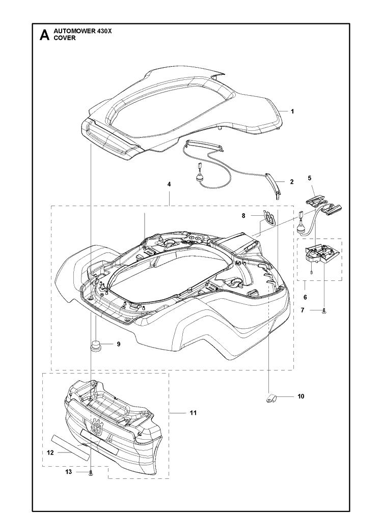 Cover Diagram and Parts List for 430X 2019 Husqvarna Lawn Mower