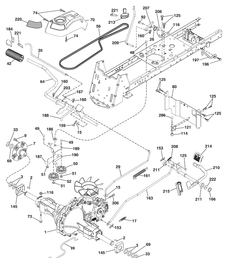 Drive Diagram and Parts List for 2754GLS (96043006600)(2009-04) Husqvarna Lawn Mower
