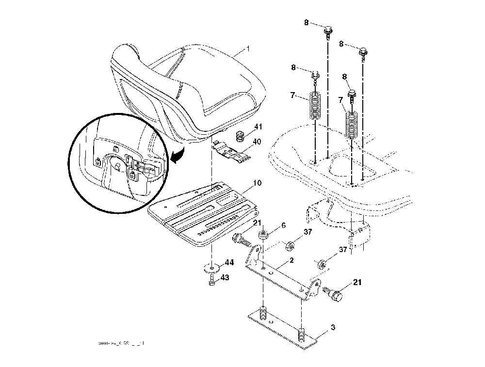 Seat Diagram and Parts List for YTH2754T (96041022100)(2010-12) Husqvarna Lawn Tractor