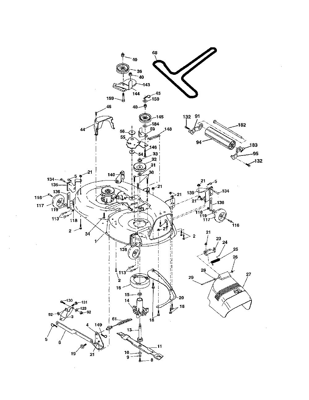 Mower deck Diagram and Parts List for YTH1542XP-96013000101  Husqvarna Lawn Tractor