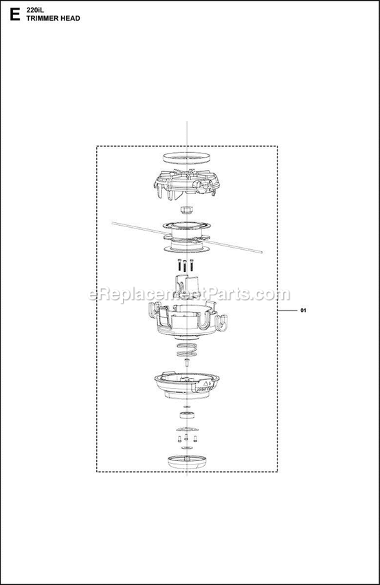 Trimmer Head Diagram and Parts List for 220IL  Husqvarna Trimmer