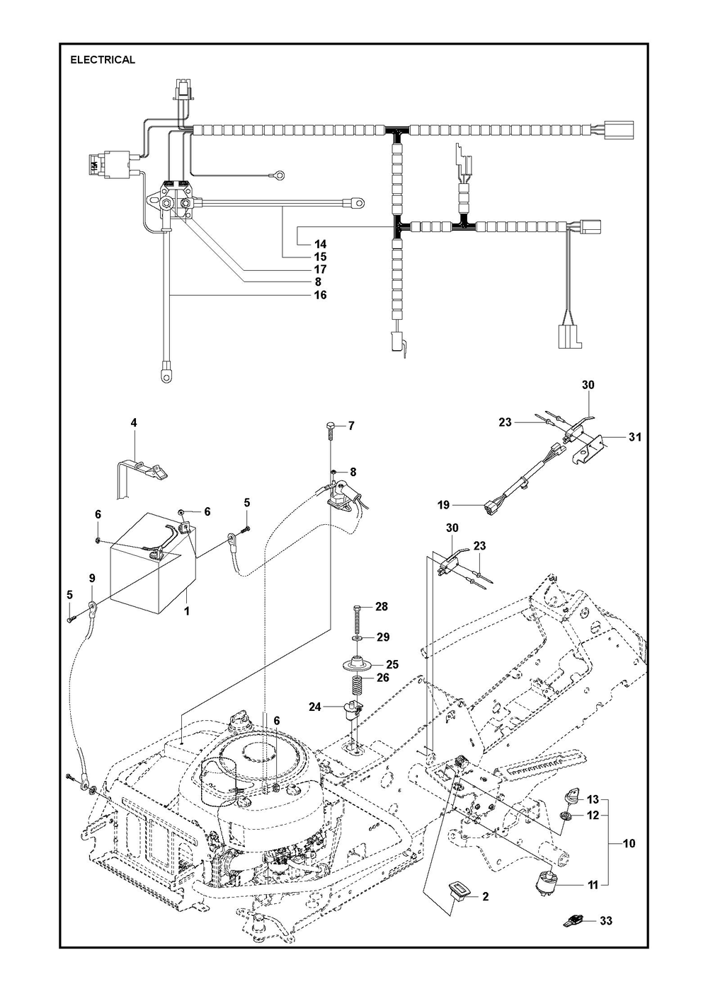 Electrical Diagram and Parts List for R214T 2022 Husqvarna Lawn Tractor