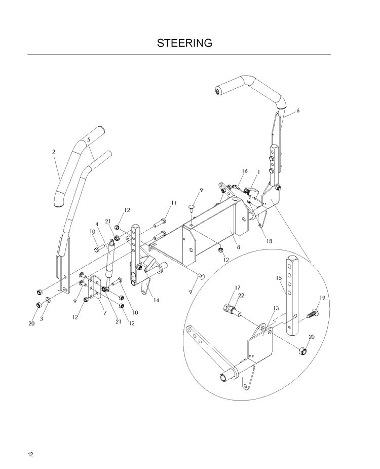 Steering Diagram and Parts List for EZ4624 (968999688)(2008-08) Husqvarna Lawn Mower