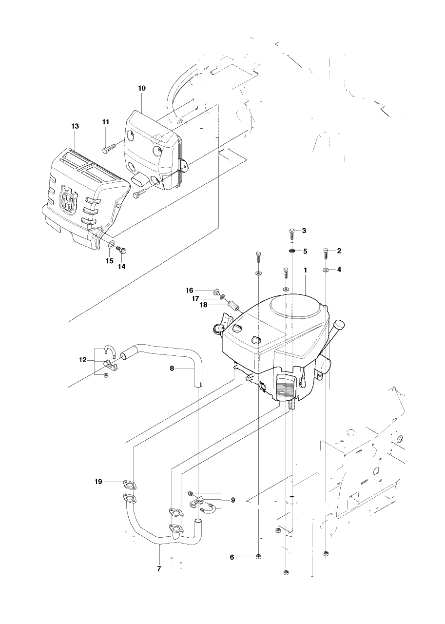 Engine Diagram and Parts List for R15T (966414201)(2010-07) Husqvarna Lawn Tractor
