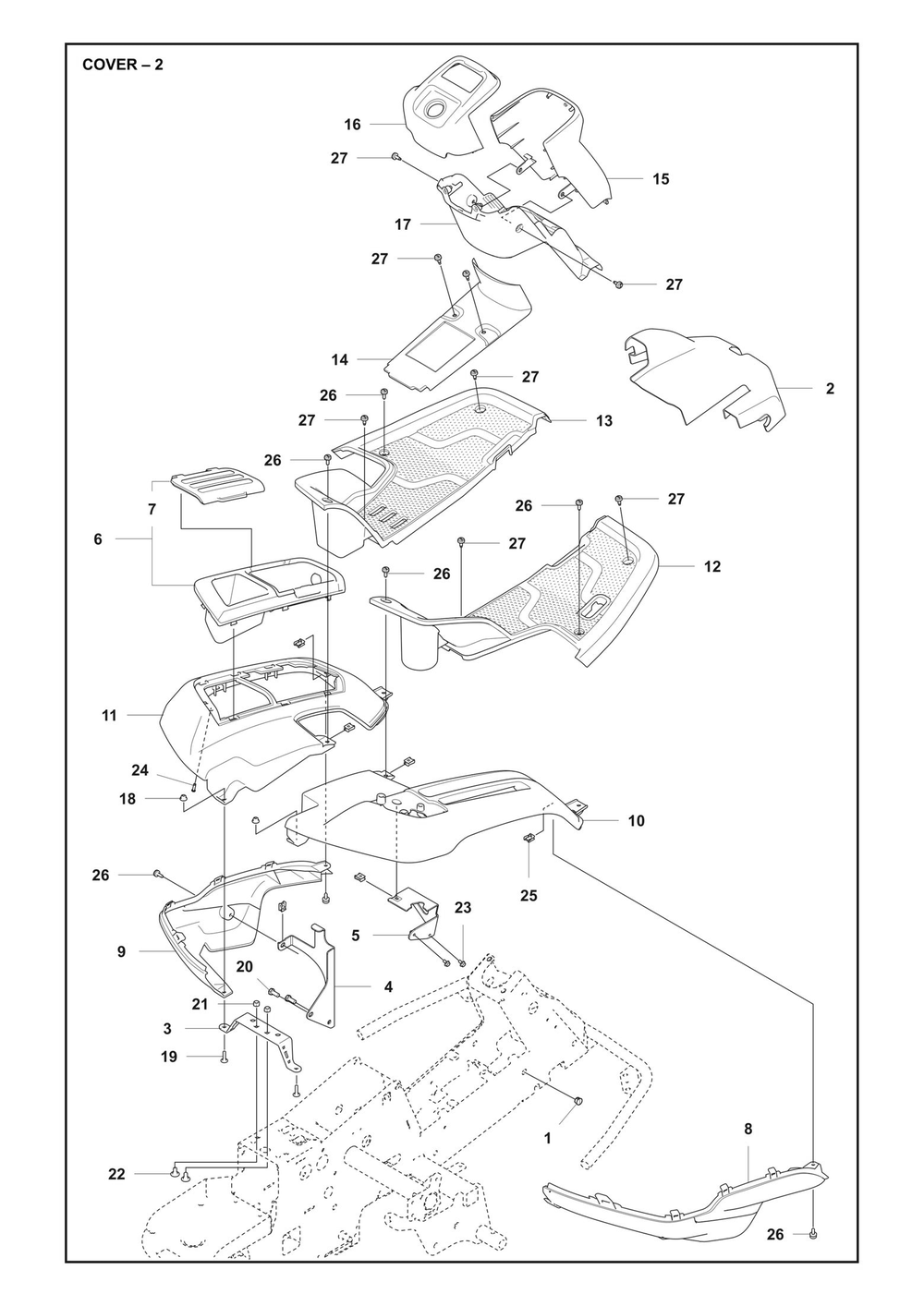 Cover Diagram and Parts List for R200IX  Husqvarna Lawn Tractor