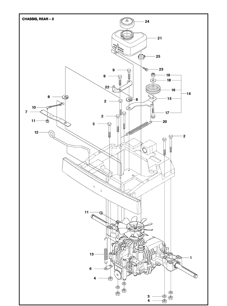 Chassis Rear 13 Diagram and Parts List for R216 2017-07 Husqvarna Lawn Mower