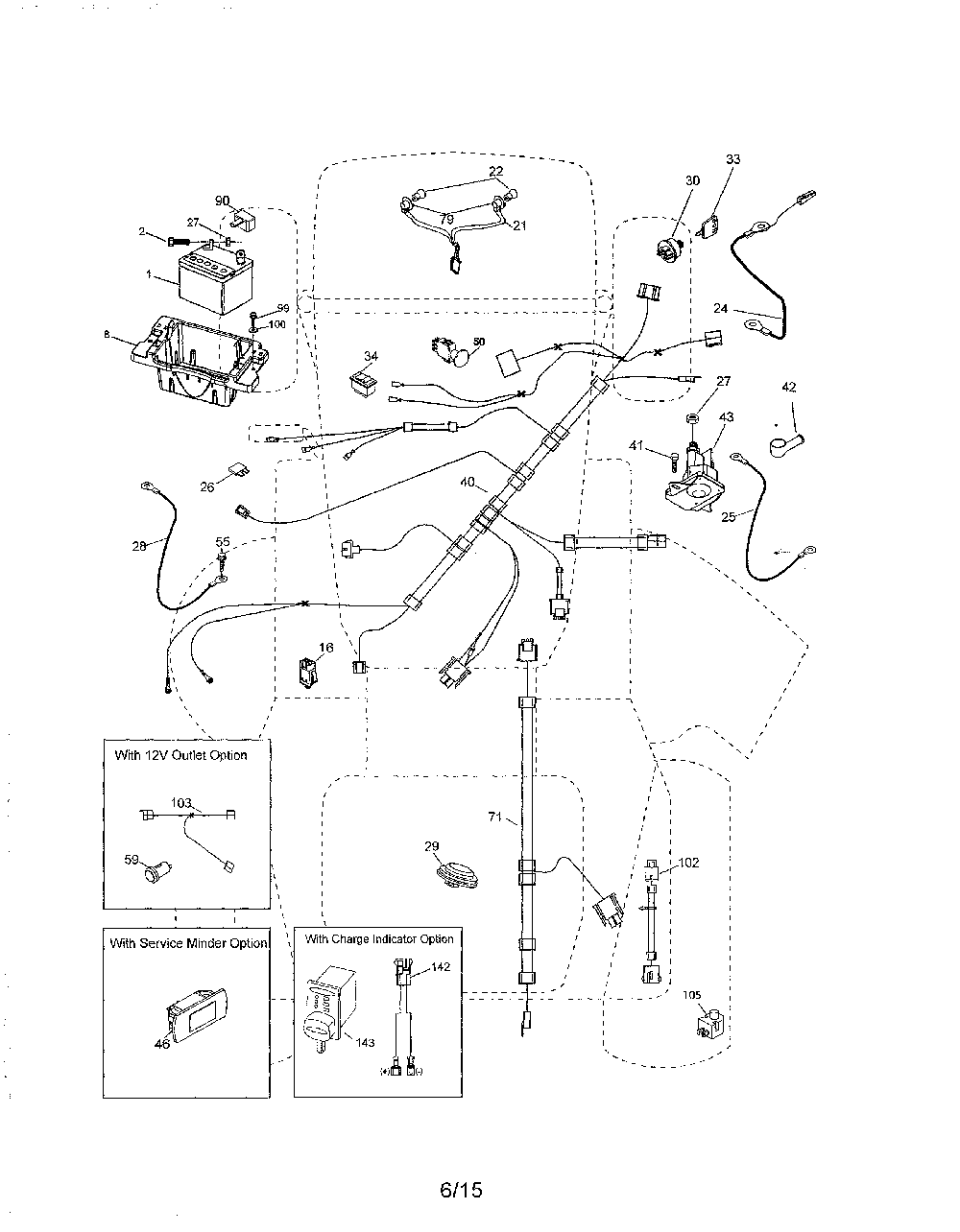 Electrical Diagram and Parts List for YTH24V48-96043018200  Husqvarna Lawn Tractor