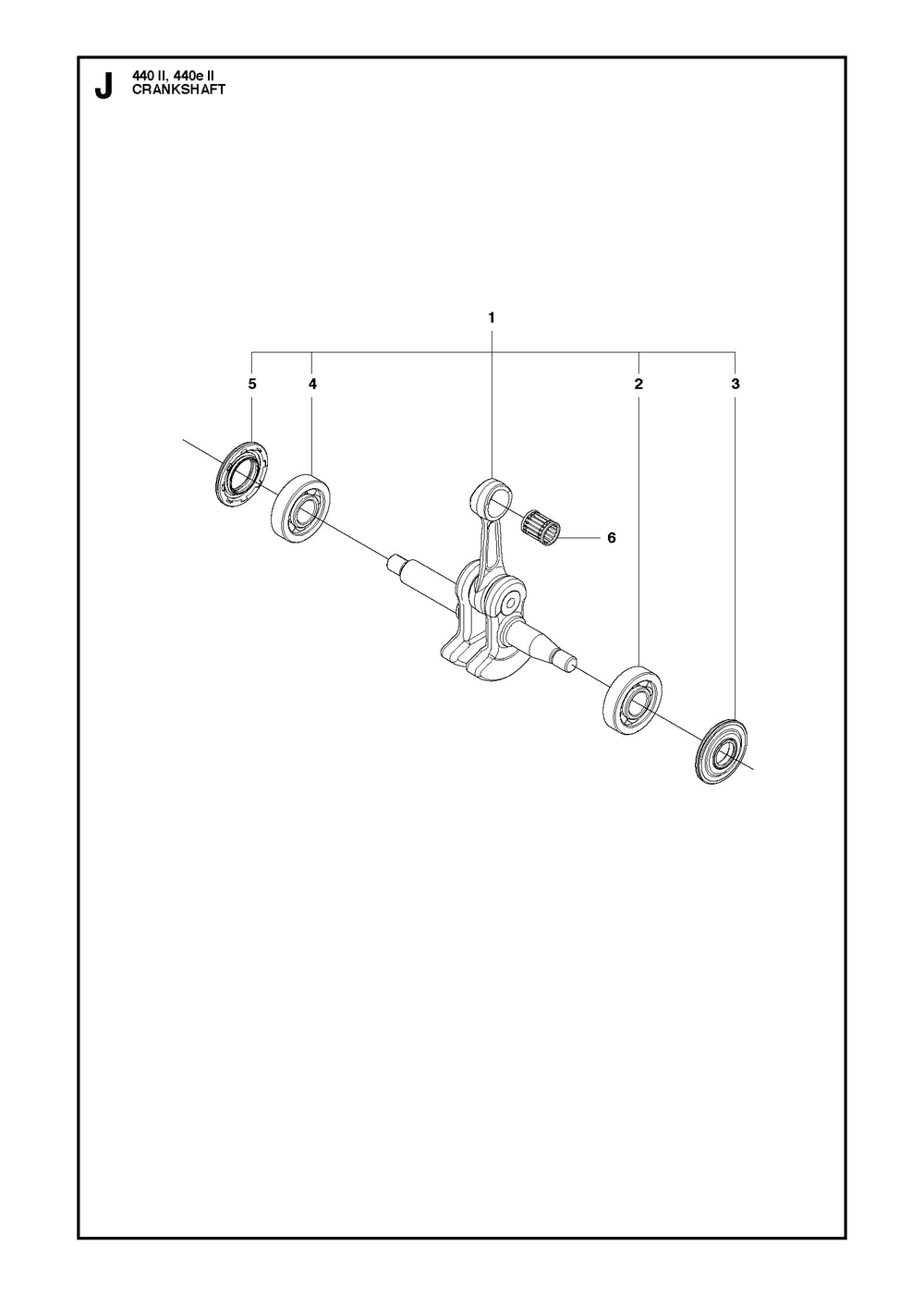 Crankshaft Diagram and Parts List for 440 e-series II Husqvarna Chainsaw