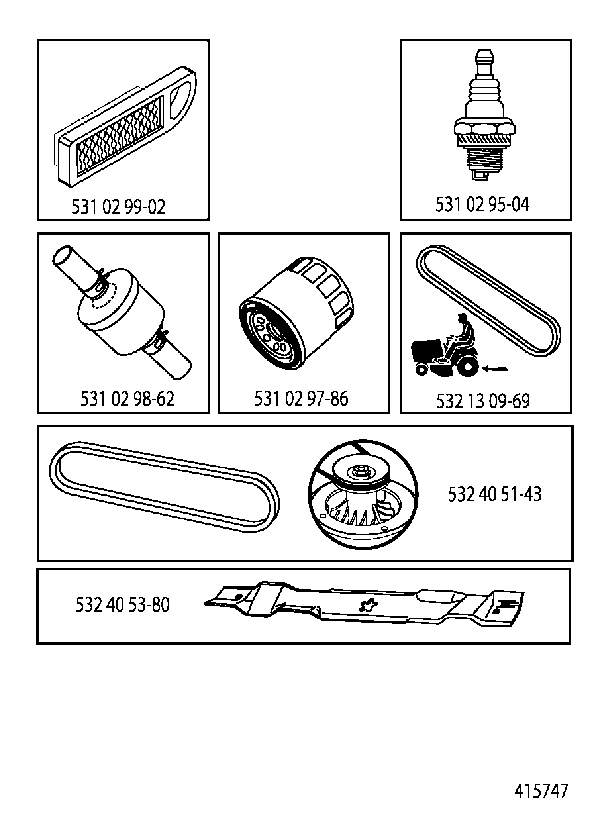 Frequently Used Parts Diagram and Parts List for YTH200TWIN (96041006302)(2009-10) Husqvarna Lawn Tractor