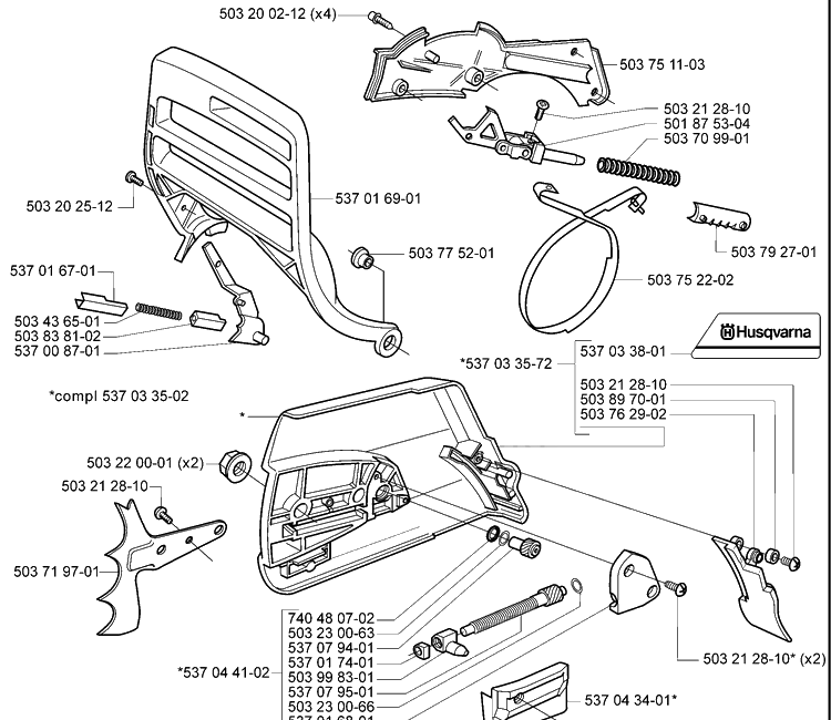Standard Diagram and Parts List for 385 2005-03 Husqvarna Chainsaw