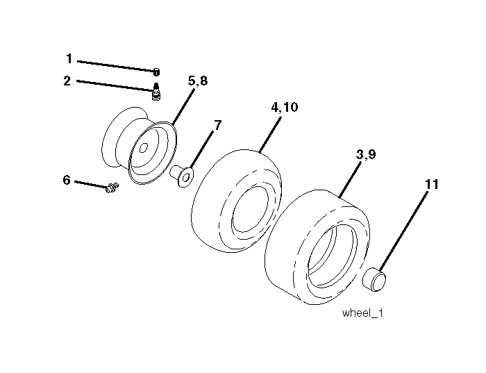 Wheels And Tires Diagram and Parts List for CTH200TWIN (96061022600)(2007-10) Husqvarna Lawn Tractor