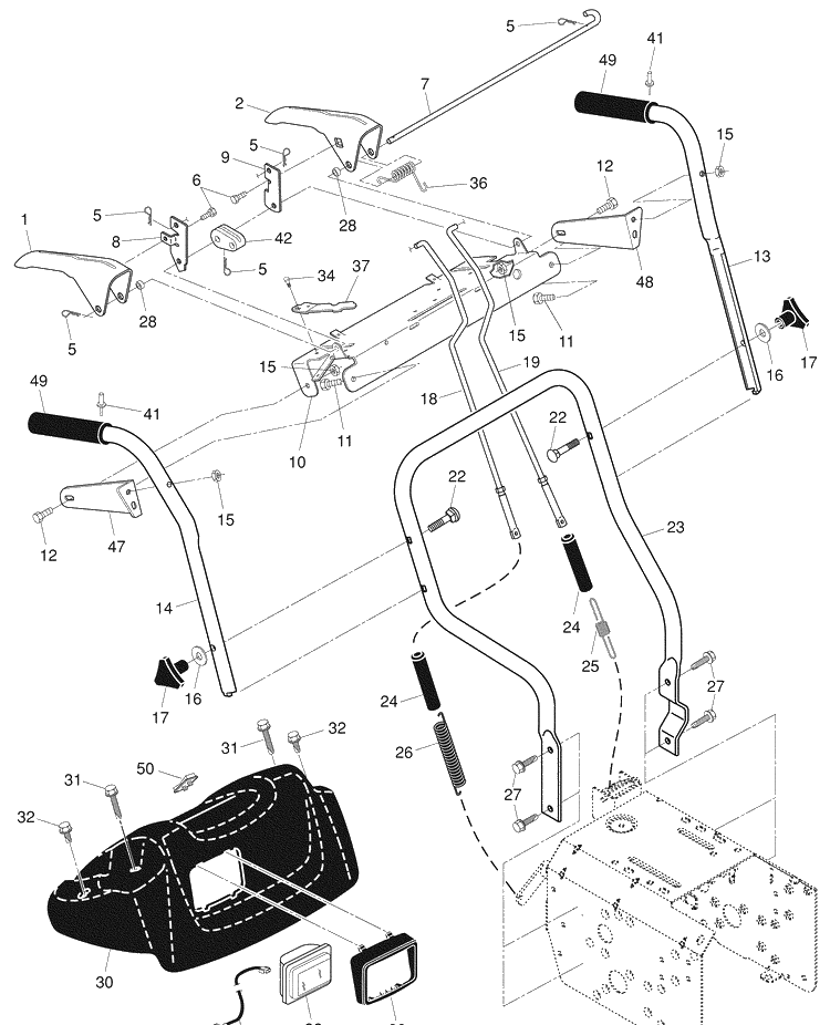 Handle / Headlight Diagram and Parts List for 1130SBEXP (96193001803)(2007-09) Husqvarna Snow Blower