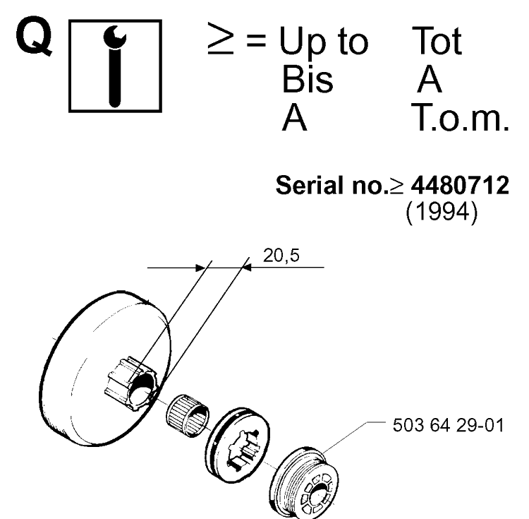 Service Updates Diagram and Parts List for 257 20013500001-Current Husqvarna Chainsaw