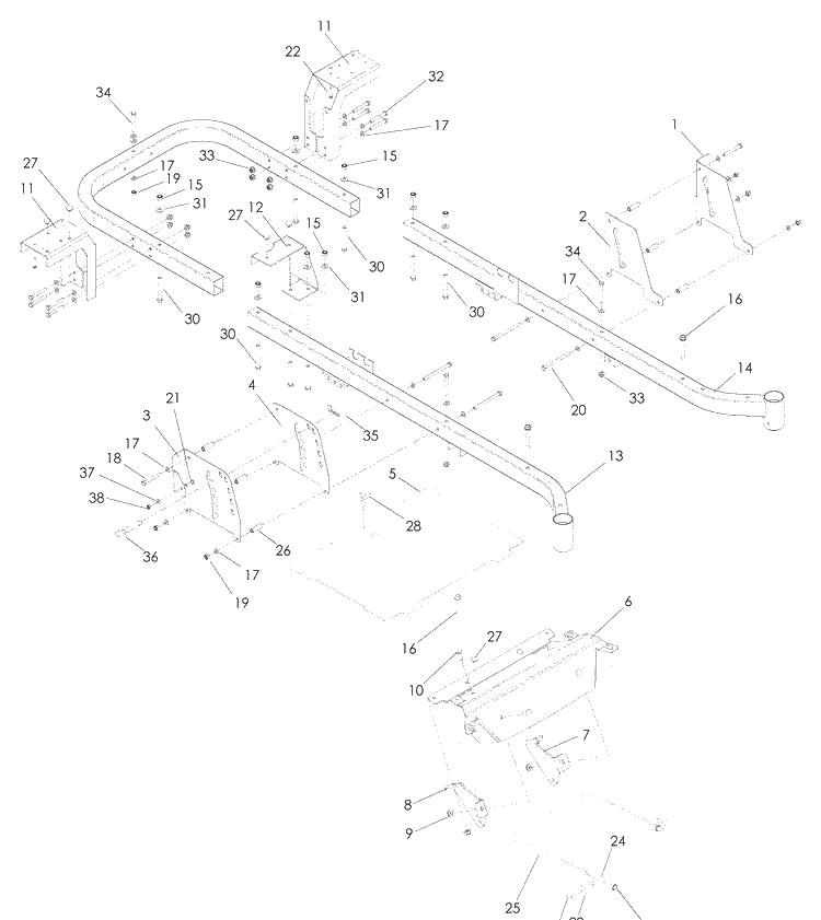 Chassis / Frame Diagram and Parts List for RZ5424 (965881301)(2009-01) Husqvarna Lawn Mower