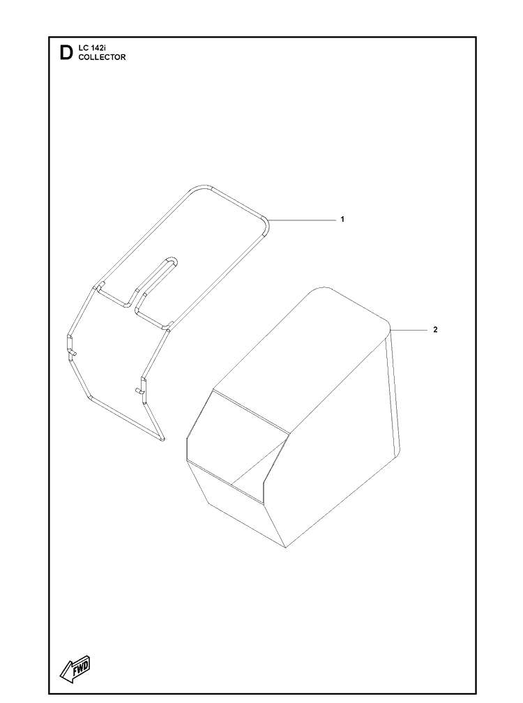 Collector Diagram and Parts List for LC142I  Husqvarna Lawn Mower