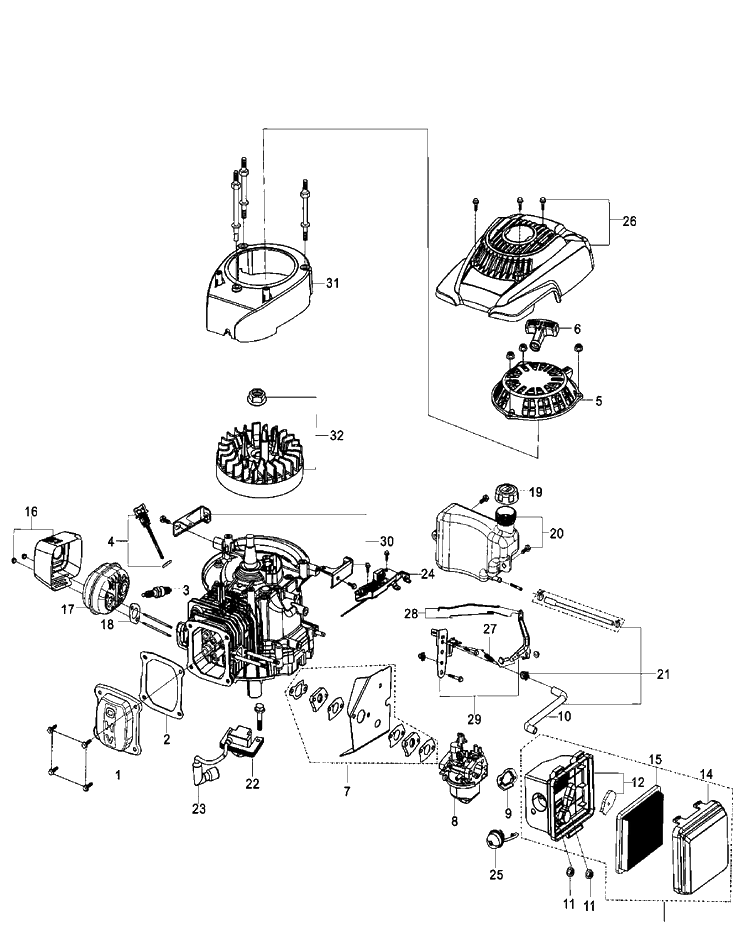 Engine 2 Diagram and Parts List for RV140  Husqvarna Engine