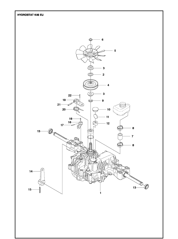 Transmission Diagram and Parts List for R316TX  Husqvarna Lawn Mower