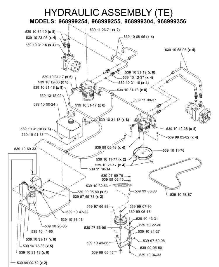 Hydraulic Pump - Motor 2 Diagram and Parts List for IZ5223 (968999258)(2005-12) Husqvarna Lawn Mower