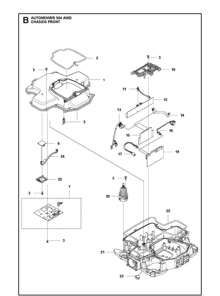 Chassis Diagram and Parts List for 504AWD 2021-01 Husqvarna Lawn Mower